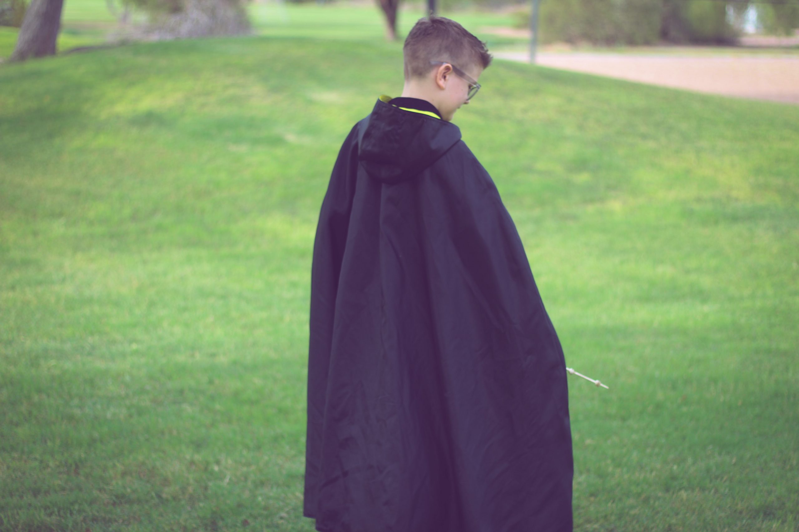 Waves and Wild Storybook Cape Hufflepuff robe from behind